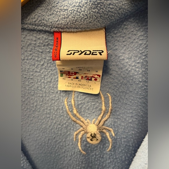 Women’s Spyder Zipper Winter Jacket Powder Baby Blue Size Medium - Picture 4 of 4